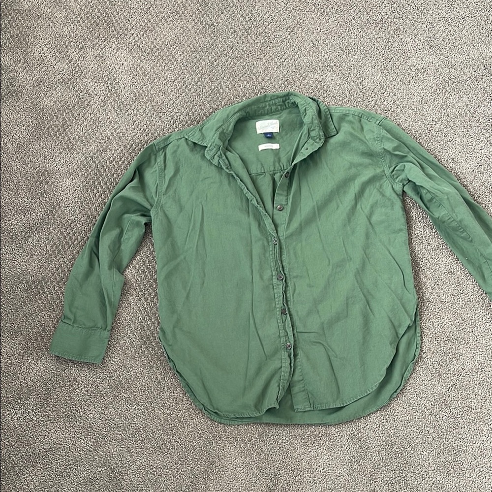 Green button down shirt